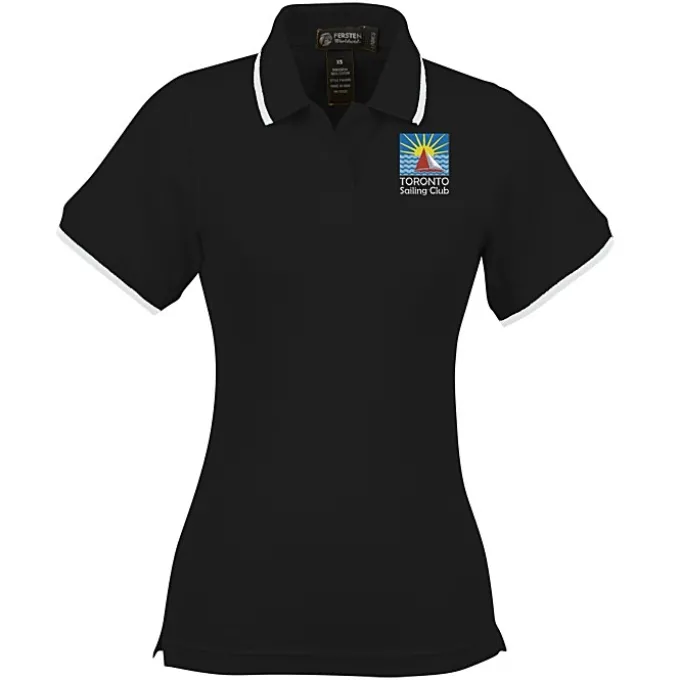 Tipped Combed Cotton Pique Polo - Ladies' - 24 hr