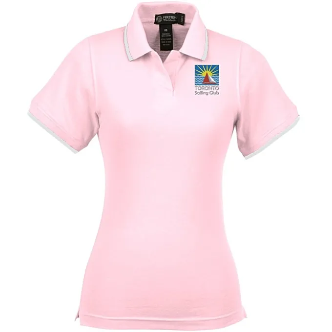 Tipped Combed Cotton Pique Polo - Ladies' - 24 hr