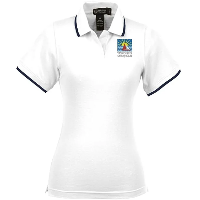 Tipped Combed Cotton Pique Polo - Ladies' - 24 hr