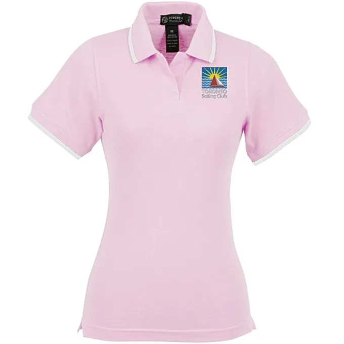 Tipped Combed Cotton Pique Polo - Ladies' - 24 hr