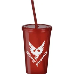 Translucent Stadium Cup with Lid & Straw - 20 oz