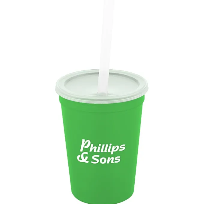 Translucent Stadium Cup with Lid & Straw - 12 oz
