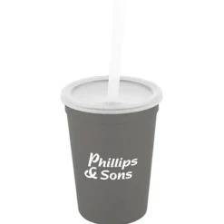 Translucent Stadium Cup with Lid & Straw - 12 oz