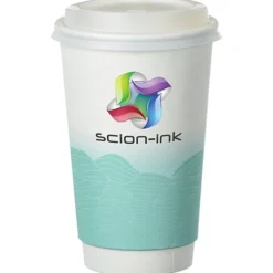 Turbulent Waves Full Color Insulated Paper Cup with Lid - 16 oz.