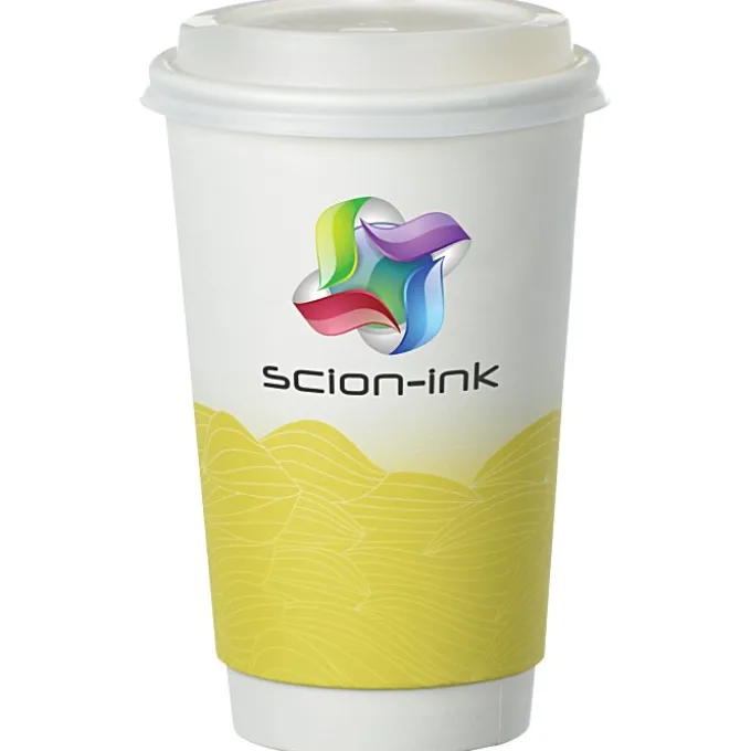 Turbulent Waves Full Color Insulated Paper Cup with Lid - 16 oz.