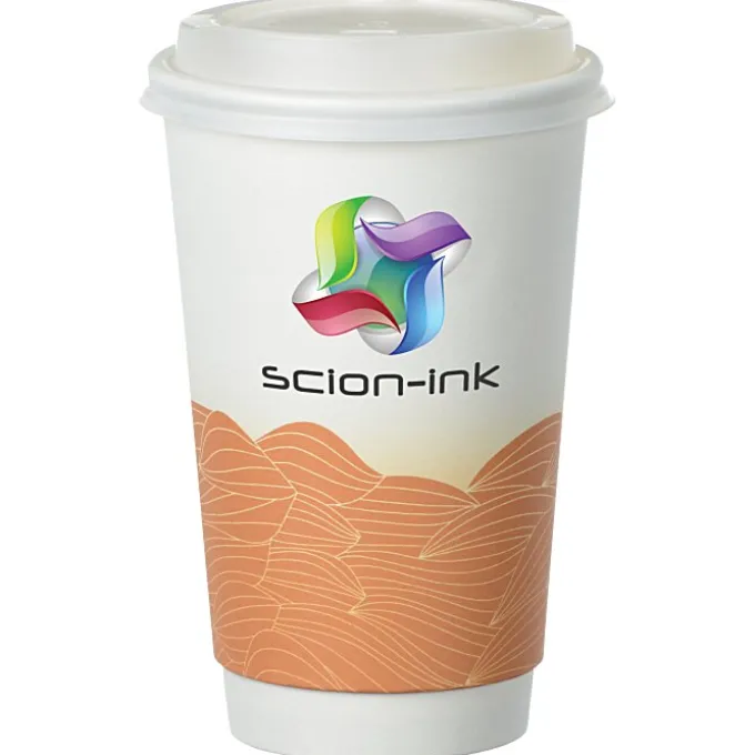 Turbulent Waves Full Color Insulated Paper Cup with Lid - 16 oz.