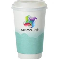 Turbulent Waves Full Color Insulated Paper Cup with Lid - 16 oz.