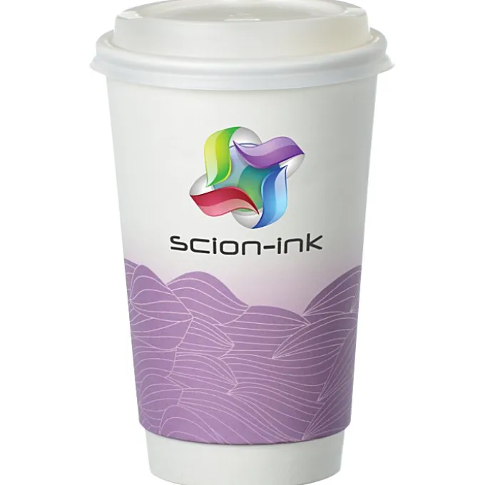 Turbulent Waves Full Color Insulated Paper Cup with Lid - 16 oz.