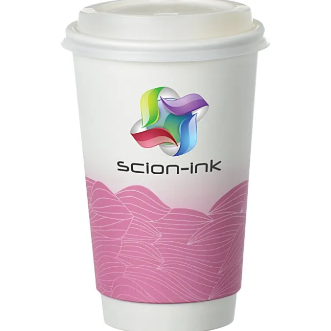 Turbulent Waves Full Color Insulated Paper Cup with Lid - 16 oz.