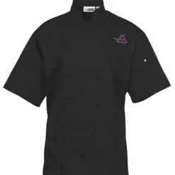 Twelve Cloth Button Short Sleeve Chef Coat with Mesh Back - 24 hr
