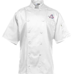 Twelve Cloth Button Short Sleeve Chef Coat with Mesh Back - 24 hr