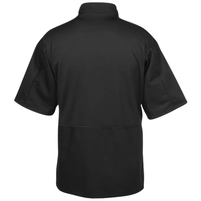 Twelve Cloth Button Short Sleeve Chef Coat with Mesh Back - 24 hr