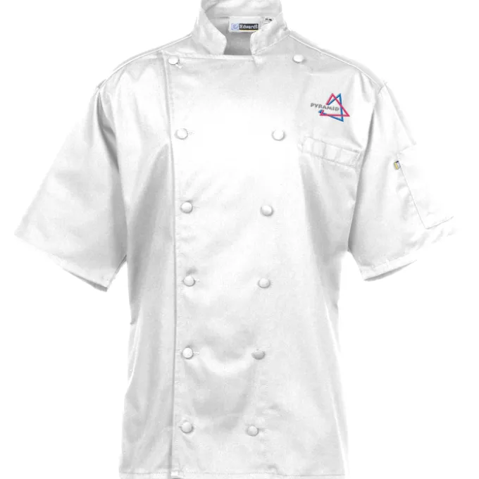 Twelve Cloth Button Short Sleeve Chef Coat with Mesh Back