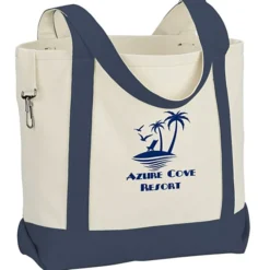 Two-Tone Accent Gusseted Tote Bag
