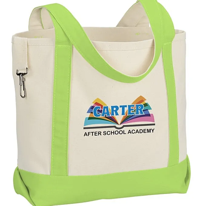 Two-Tone Accent Gusseted Tote Bag - Full Color