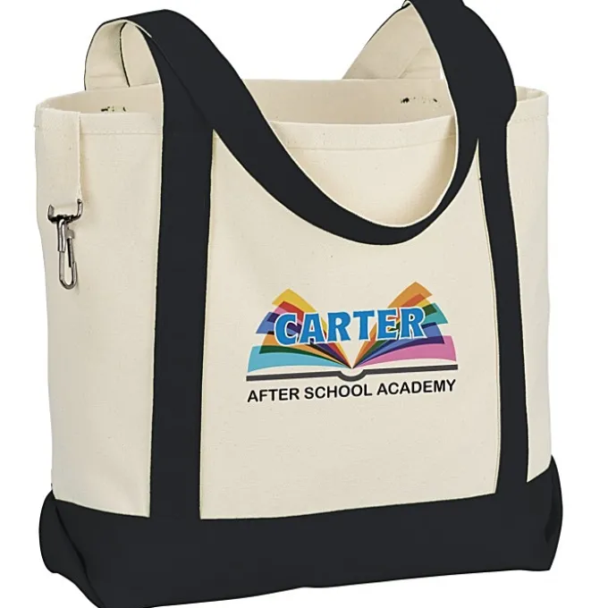 Two-Tone Accent Gusseted Tote Bag - Full Color