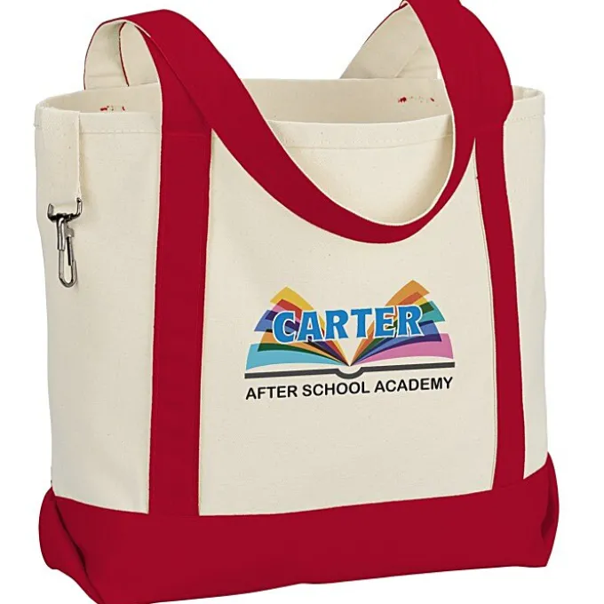 Two-Tone Accent Gusseted Tote Bag - Full Color