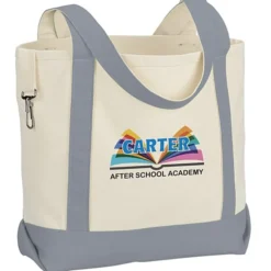 Two-Tone Accent Gusseted Tote Bag - Full Color