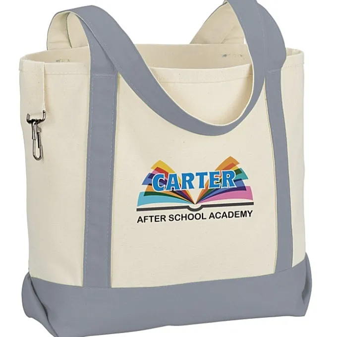 Two-Tone Accent Gusseted Tote Bag - Full Color