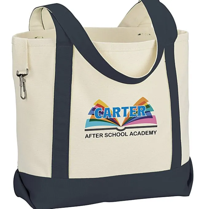 Two-Tone Accent Gusseted Tote Bag - Full Color