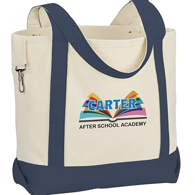Two-Tone Accent Gusseted Tote Bag - Full Color