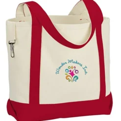 Two-Tone Accent Gusseted Tote Bag - Embroidered