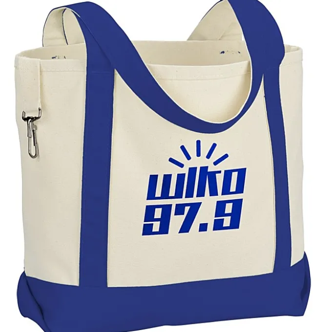 Two-Tone Accent Gusseted Tote Bag - 24 hr