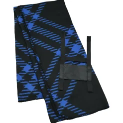 Two Tone Plaid Fleece Blanket with Carry Strap