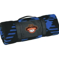 Two Tone Plaid Fleece Blanket with Carry Strap