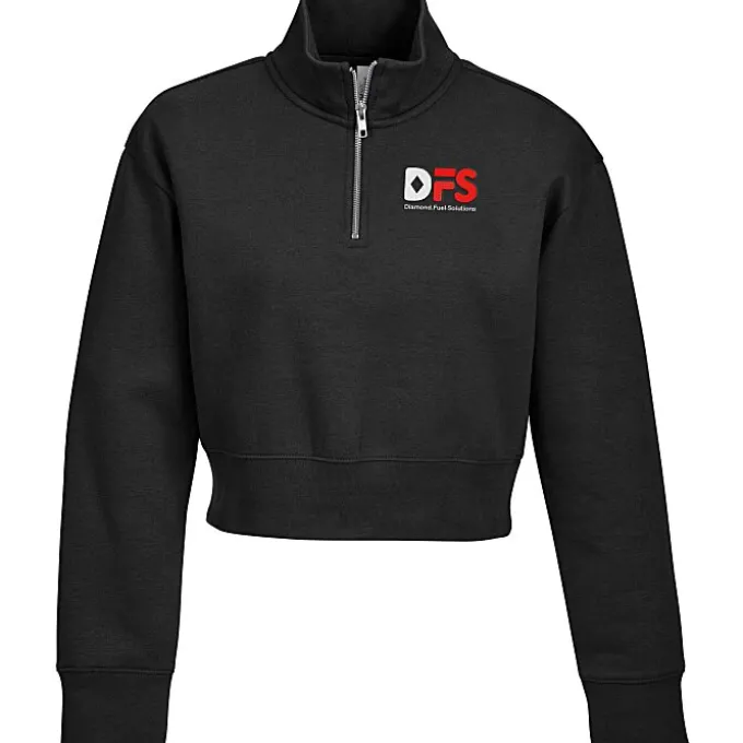 Ultimate 8.3-ounce CVC Fleece Cropped 1/2-Zip Pullover - Ladies' - Embroidered