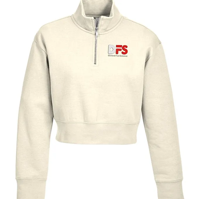 Ultimate 8.3-ounce CVC Fleece Cropped 1/2-Zip Pullover - Ladies' - Embroidered