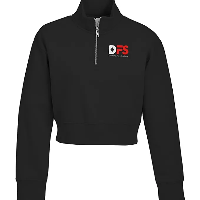 Ultimate 8.3-ounce CVC Fleece Cropped 1/2-Zip Pullover - Ladies' - Embroidered