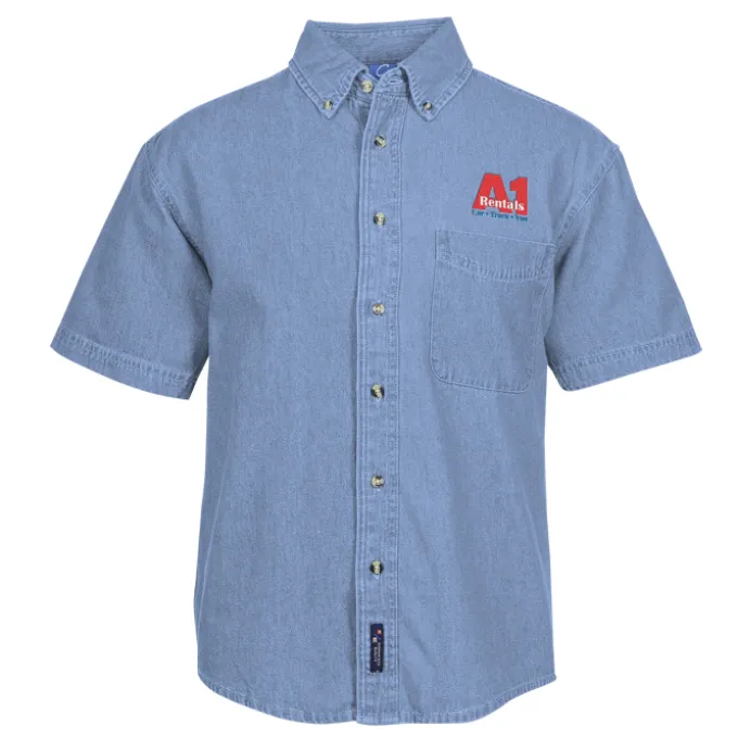 Utility Short Sleeve Denim Shirt - Men's