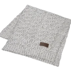 Vanilla Heather Cable Knit Chenille Throw