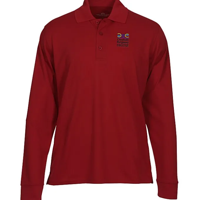 Vansport Omega Solid Mesh LS Tech Polo - Men's