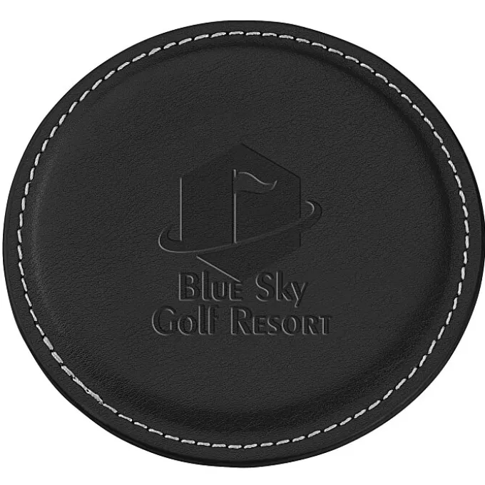 Vintage Round Bonded Leather Coaster