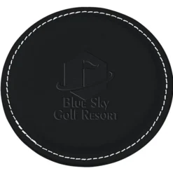 Vintage Round Bonded Leather Coaster