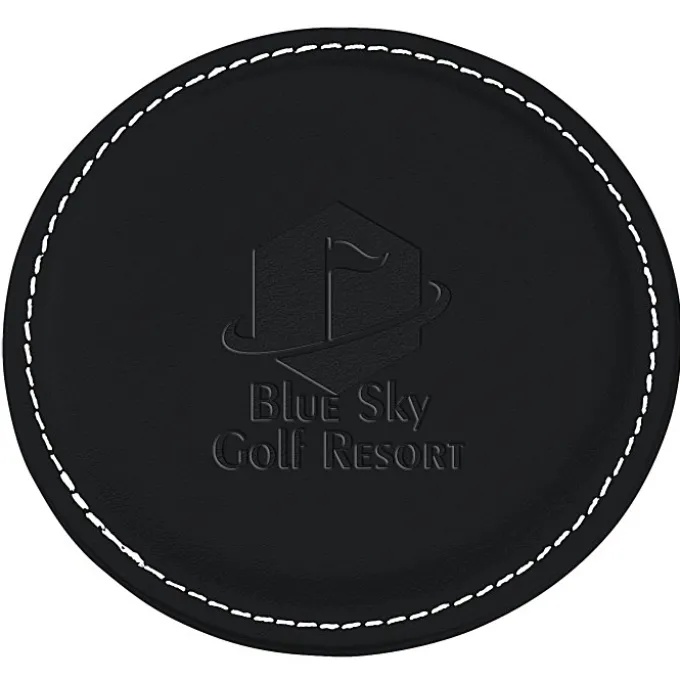Vintage Round Bonded Leather Coaster
