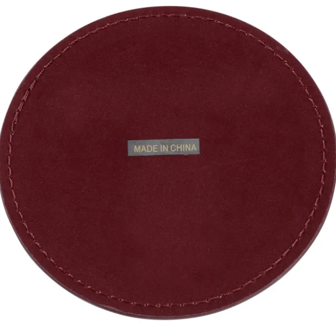 Vintage Round Bonded Leather Coaster Set