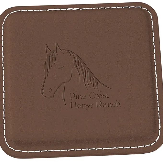 Vintage Square Bonded Leather Coaster
