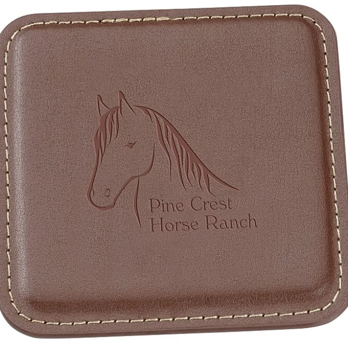 Vintage Square Bonded Leather Coaster