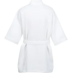 Waffle Weave Thigh Length Robe - White