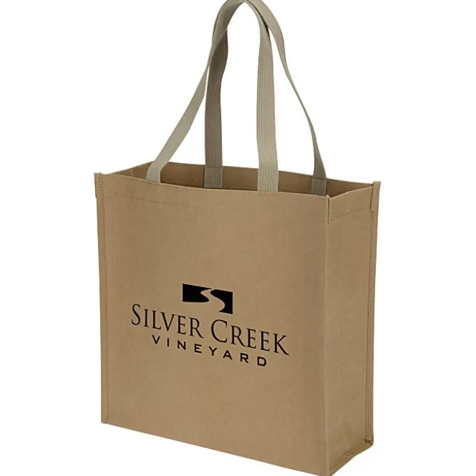 Washable Kraft Paper Fabric Shopper Tote - 13 inches x 13 inches