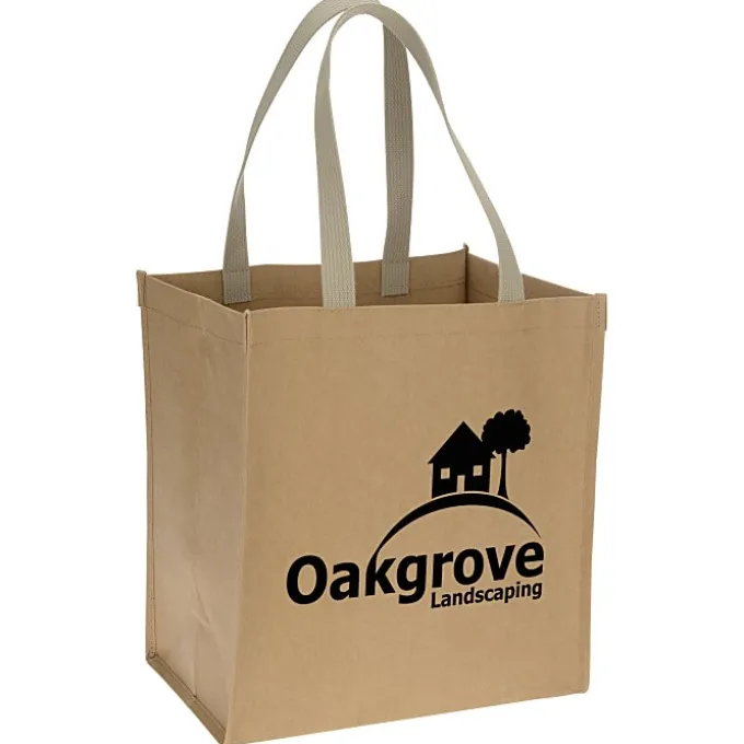 Washable Kraft Paper Fabric Shopper Tote - 13 inches x 12 inches