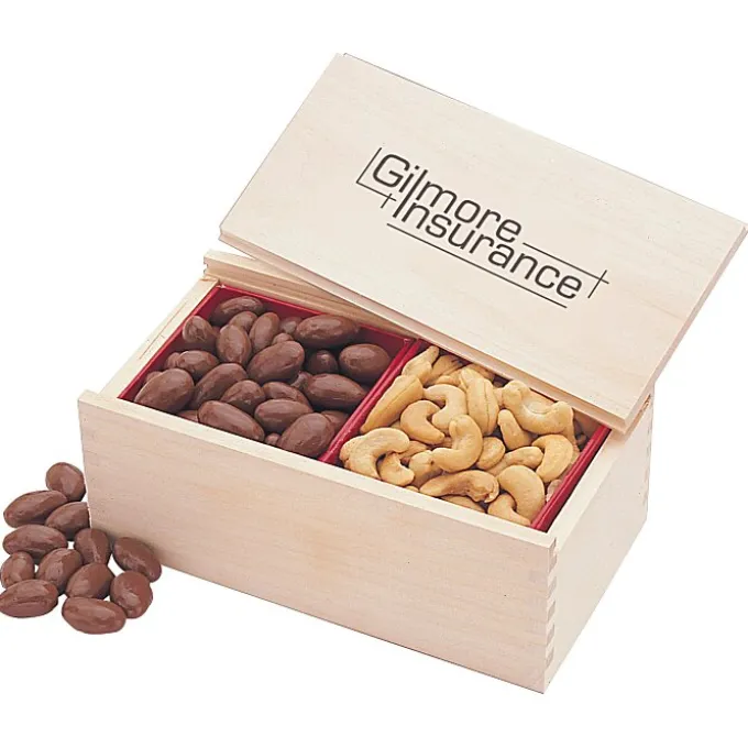 Wooden Box with Almonds & Cashews