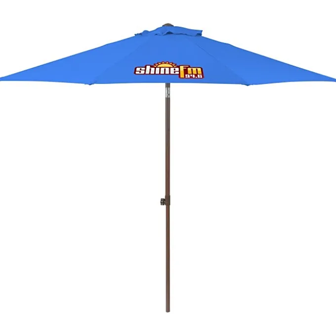 Wood Look Tilting Market Umbrella - 9 foot Arc