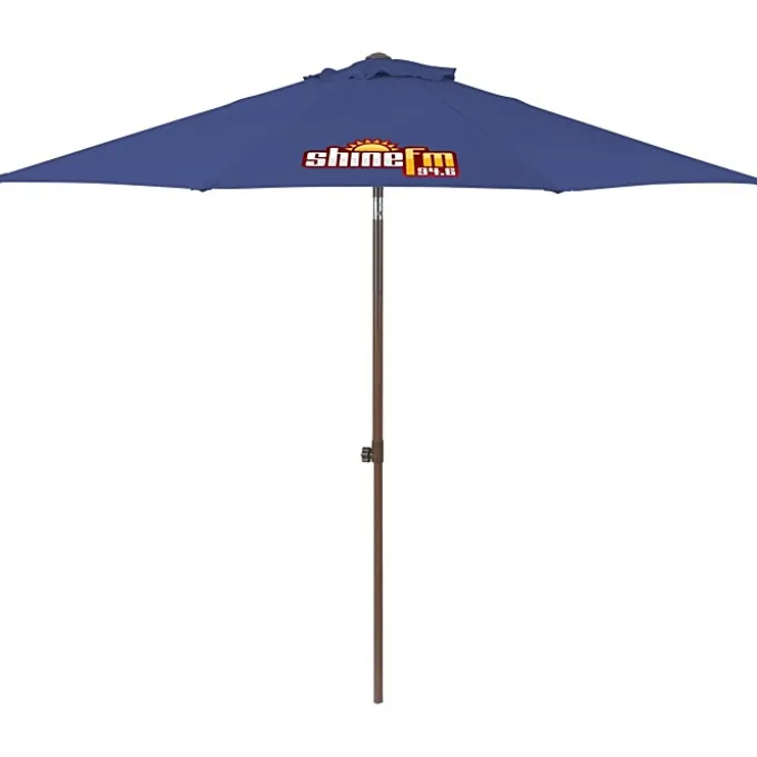 Wood Look Tilting Market Umbrella - 9 foot Arc