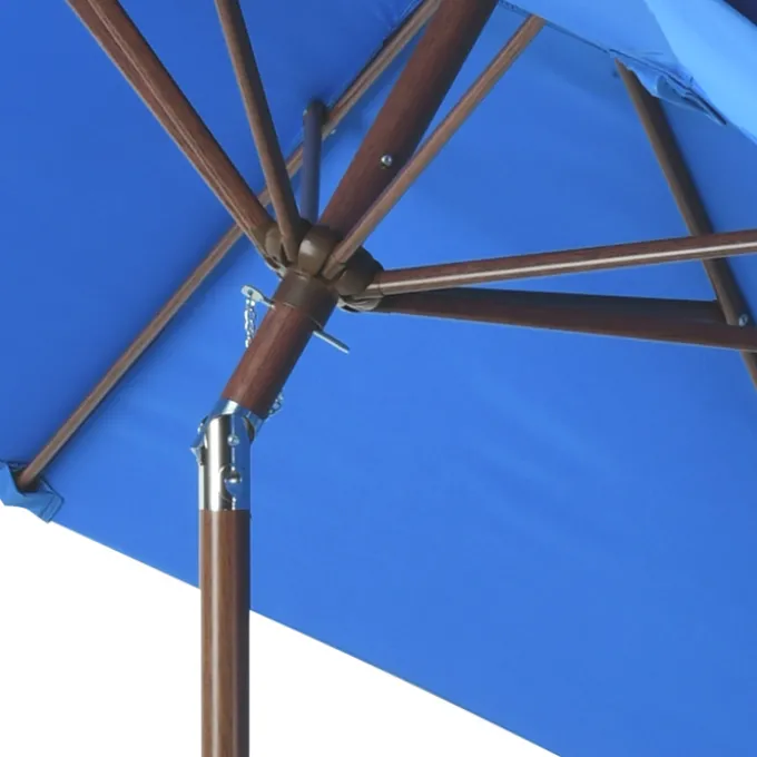 Wood Look Tilting Market Umbrella - 9 foot Arc